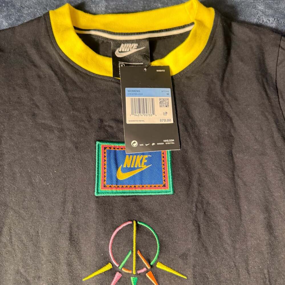 Nike Sportswear Essential Dress Women's Black Yellow Peace Sign NWT Medium